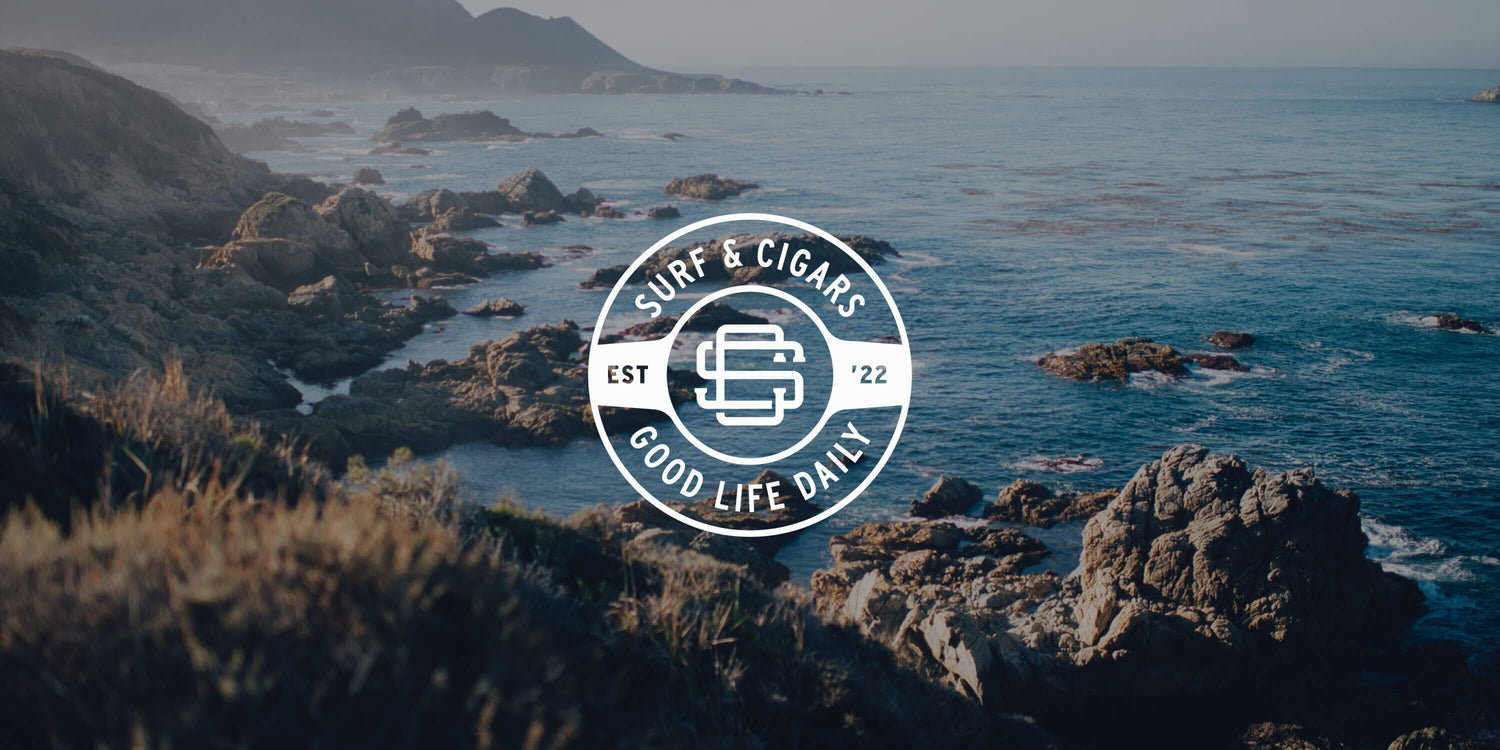 Surf & Cigars, Good Life Daily badge design.